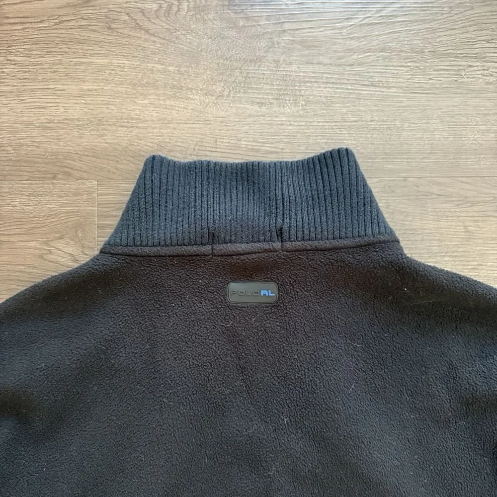 Vintage Polo Ralph Lauren Tech Jacket Black Fleece Crest‎ Zip Mens XL Gorpcore